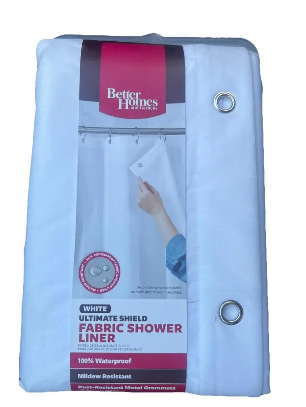Better Homes & Gardens - Waterproof Ultimate Shield Fabric Shower Liner - White